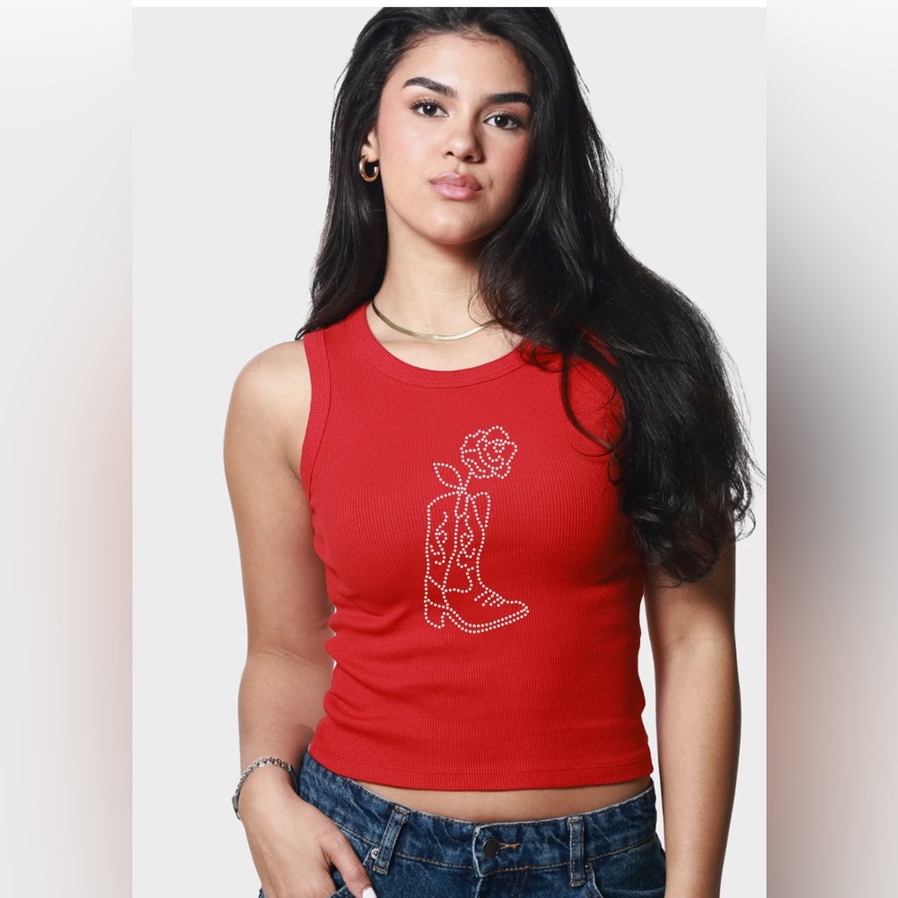 Red Tank Top with Rose Design
Girl Dangerous , brand new with tags